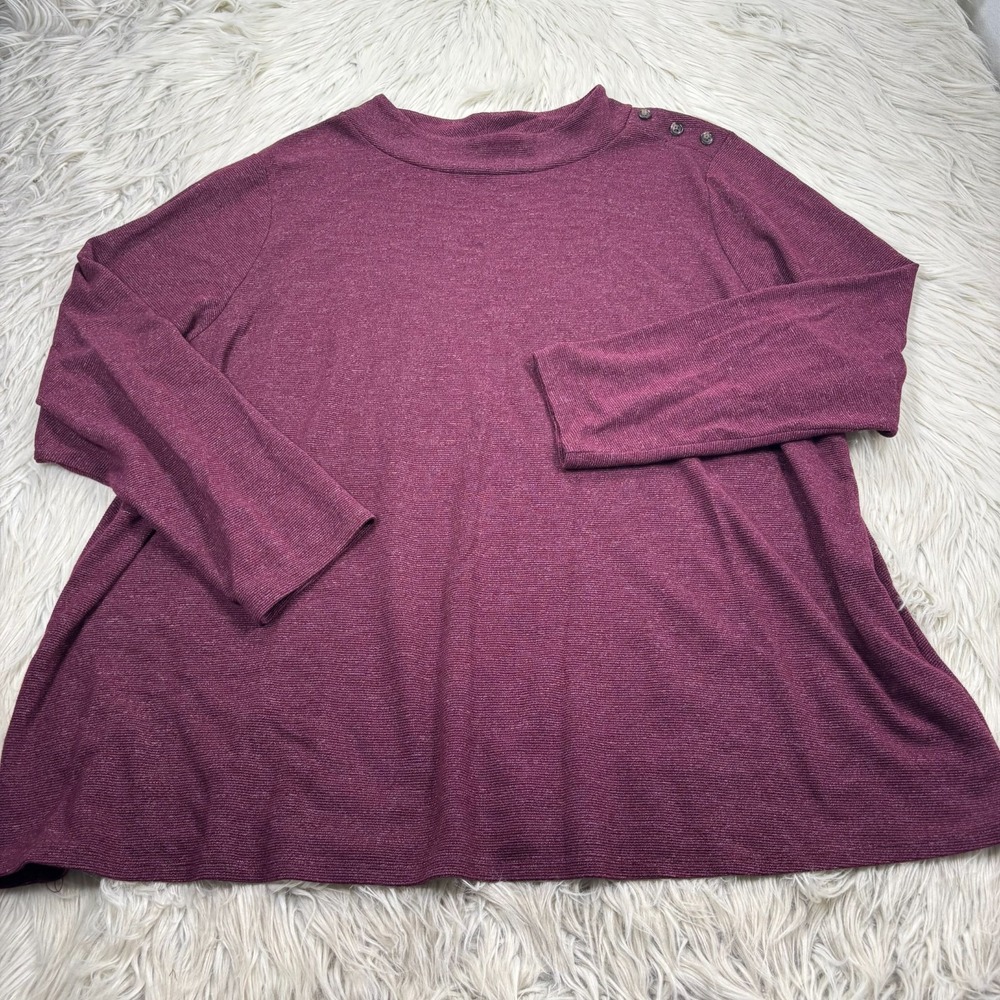 J. Jill Women's 3X Maroon Mock Neck Ribbed Tunic Top Comfort Cozycore